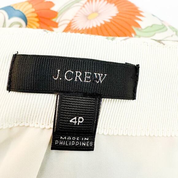 J. Crew Cream Flower Patterned Belted Pencil Skirt Size 4 Petite NWOT - Picture 4 of 6